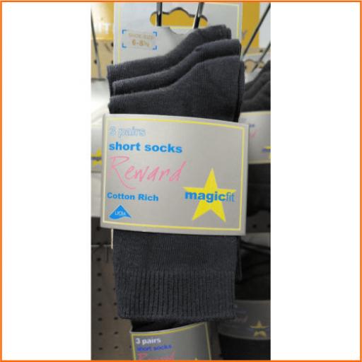 Short Navy School Socks, pack of three pairs